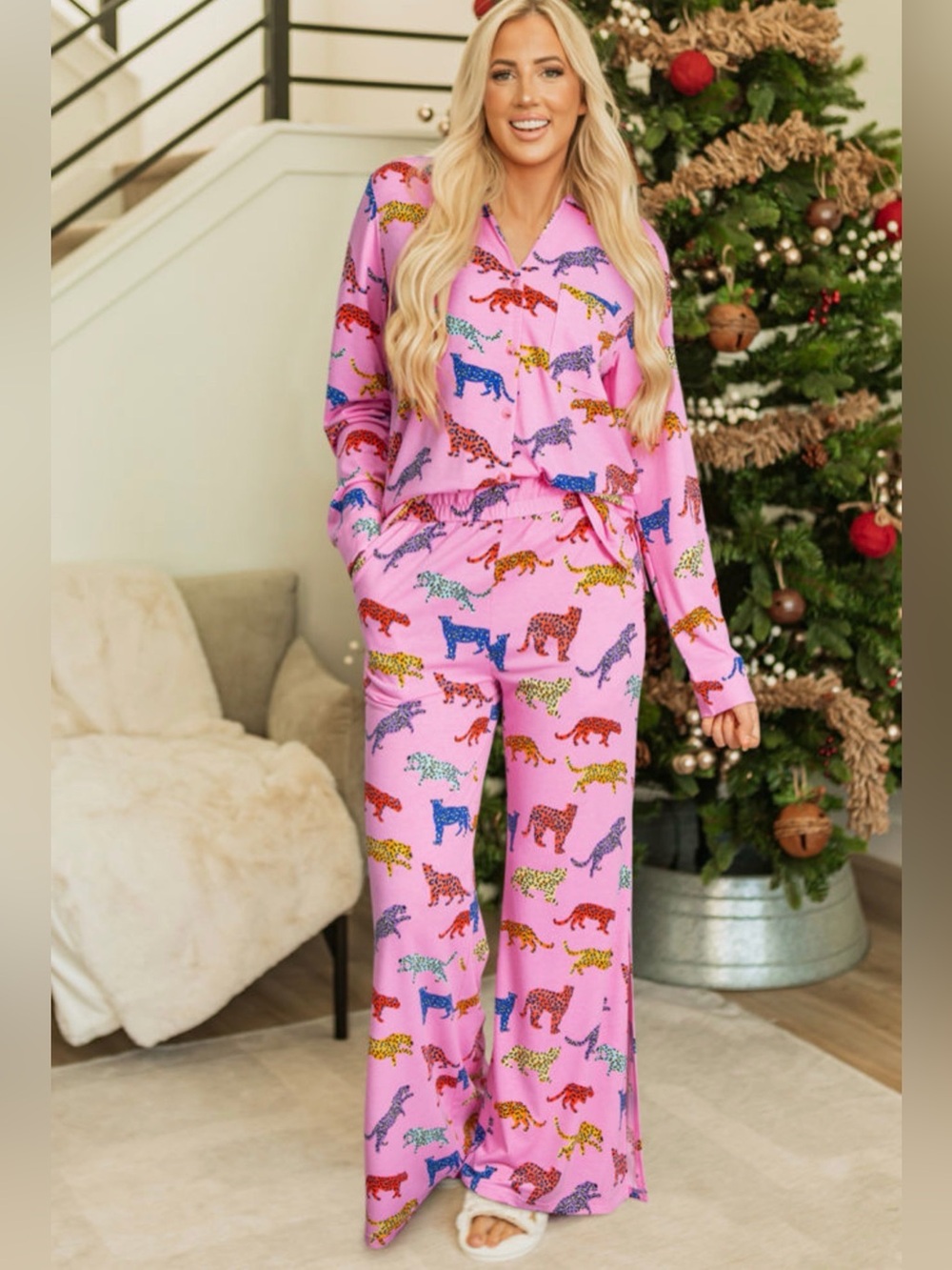 Pink Cheetah Print Pajama Set